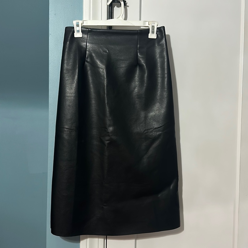 Leather black skirt